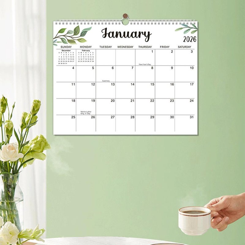 2026 Wall Calendar with Elegant Botanical Design, Monthly Planner with Spiral Binding and Holiday Markers for Home or Office Use - Image 4